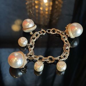 Vintage 50s Pearl Gold Bracelet